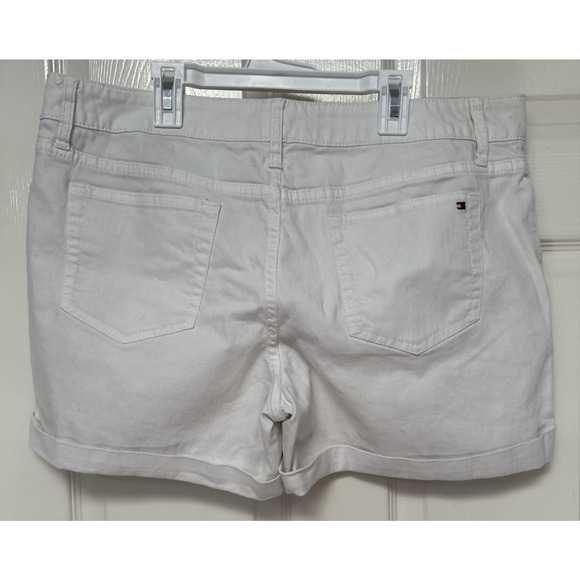 Tommy Hilfiger Shorts Womens 14 White Denim Rolled Cuff 4.5 Inch Inseam - Picture 3 of 16